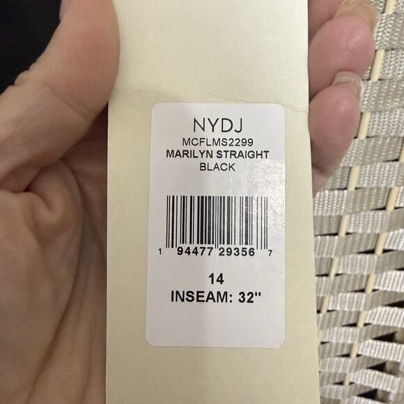 NYDJ Marilyn Straight Faux Leather Jeans Women 14 Black Sculpt Her Lift Tuck NEW - Picture 9 of 12